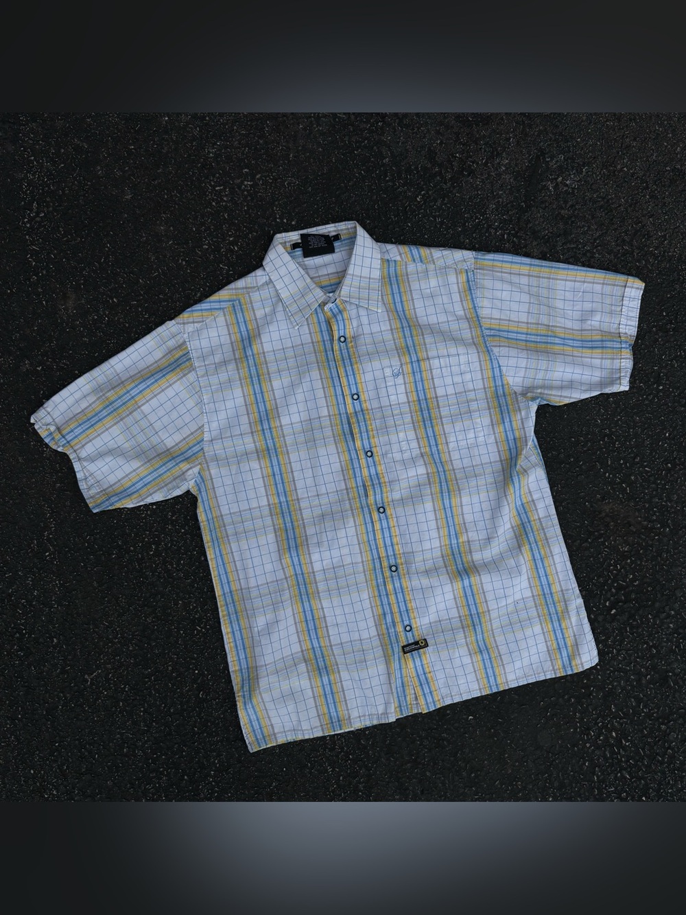 Y2K 2000s Southpole Embroidered Button Up Short Sleeve Hexagon Shirt Size M USA
